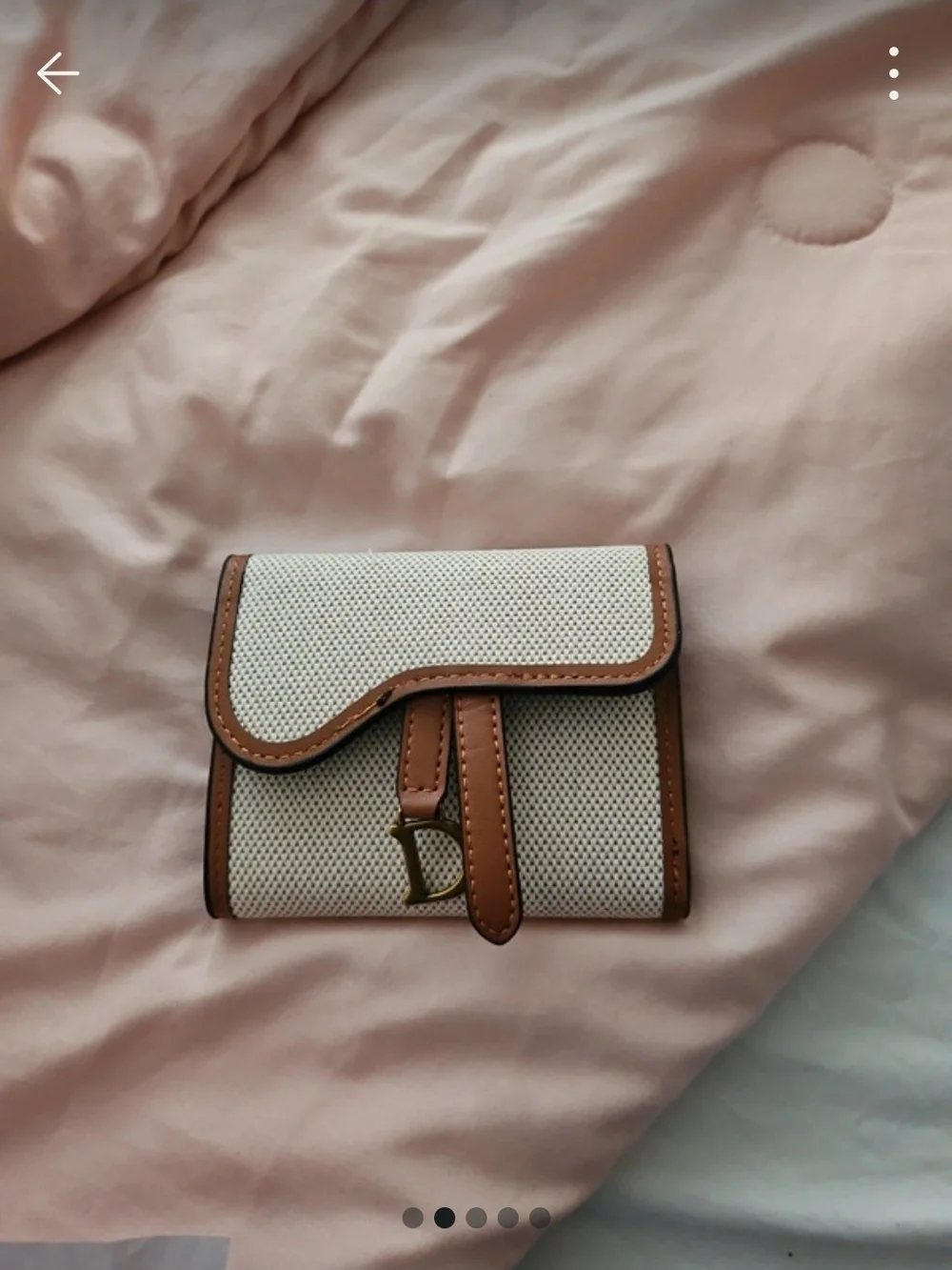 Two-Tone Cream and Brown Women's Wallet with Gold Accent